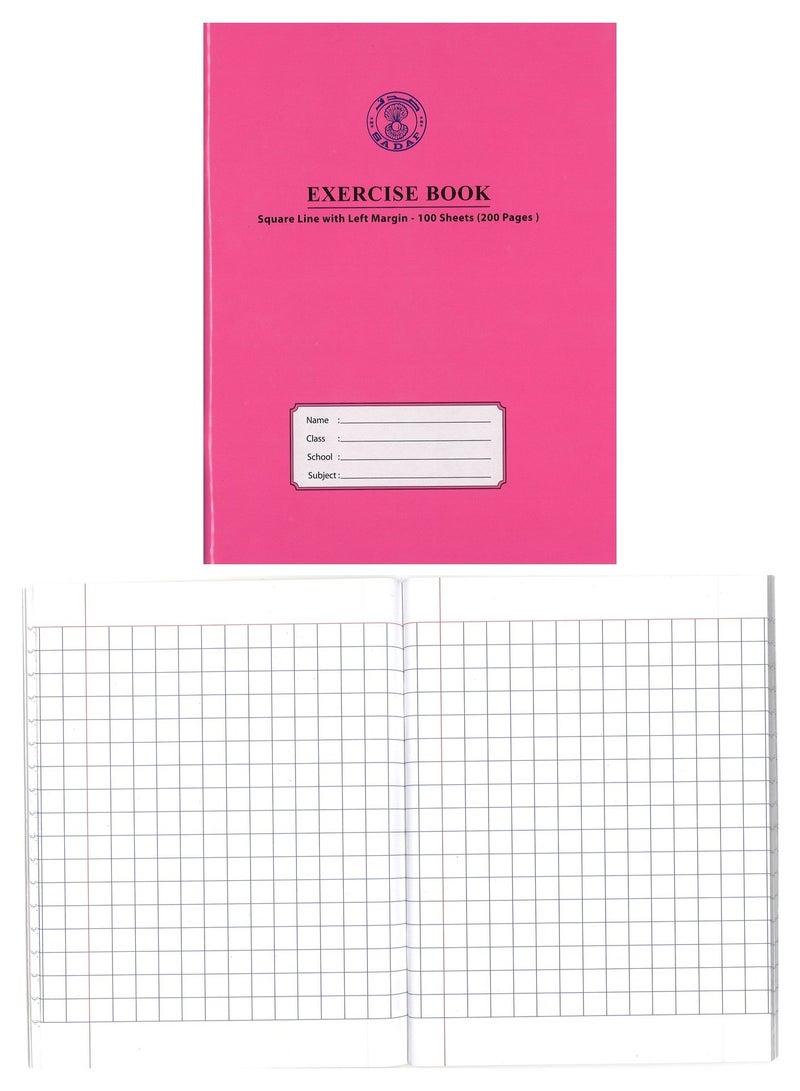 Sadaf دفتر تمارين بحجم A5 مع خطوط مربعة مقاس 10 مم، 200 صفحة، أغلفة متنوعة - Image 1