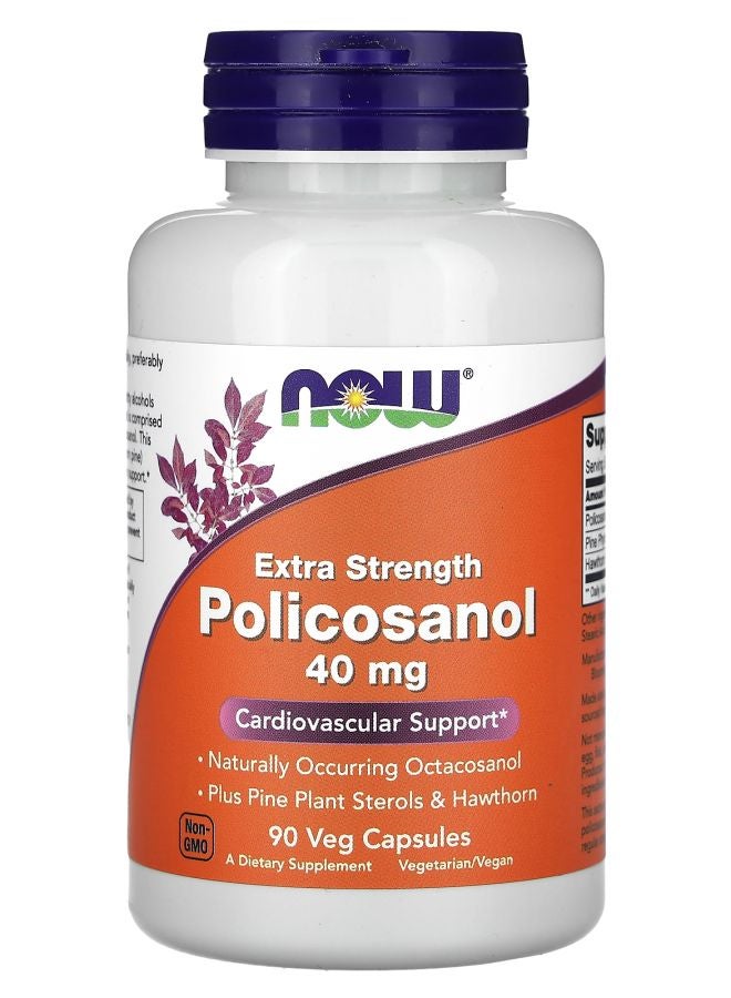 now Policosanol Extra Strength 40 mg 90 Veg Capsules