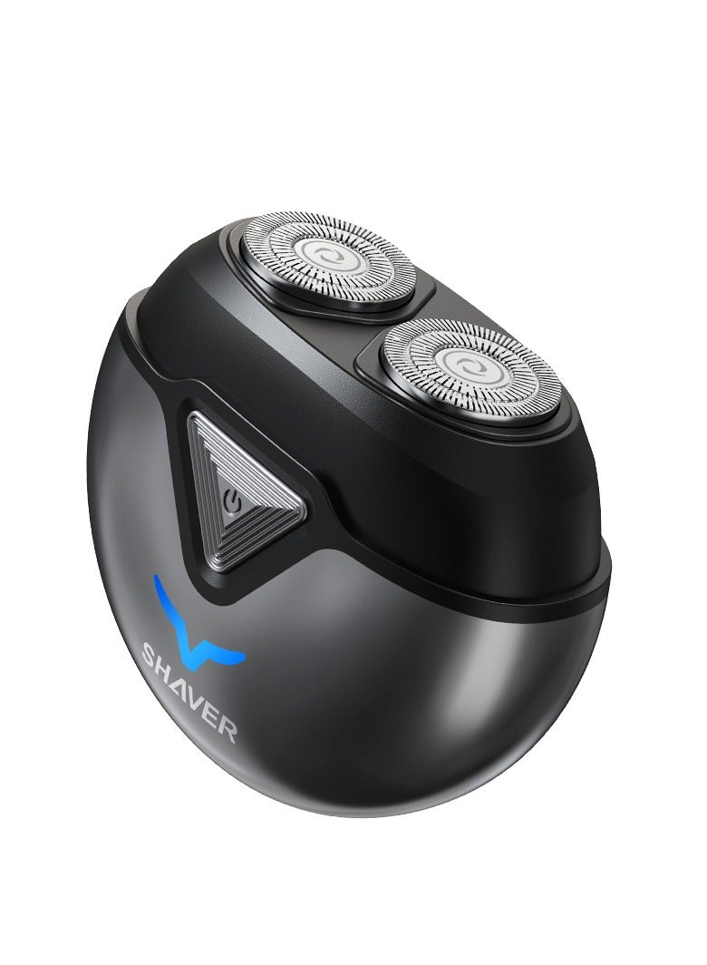 Mini Portable Electric Shaver Electric Razor for Men 2 Head Dust Cover with Mirror Travel Shaver Magnetic Shaving Head Dry Wet Close Shave USB Rechargeable Razor for Home, Office, Car(Grey)