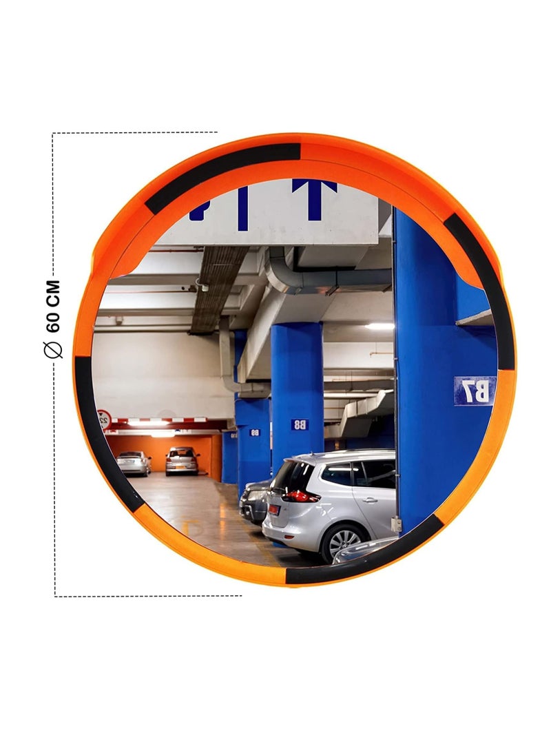 Berry Convex Safety Round Mirror 60CM Diameter | High-Definition Wide Angle Convex Security Mirror with Frame | Durable and Visible Traffic & Parking Safety Mirror