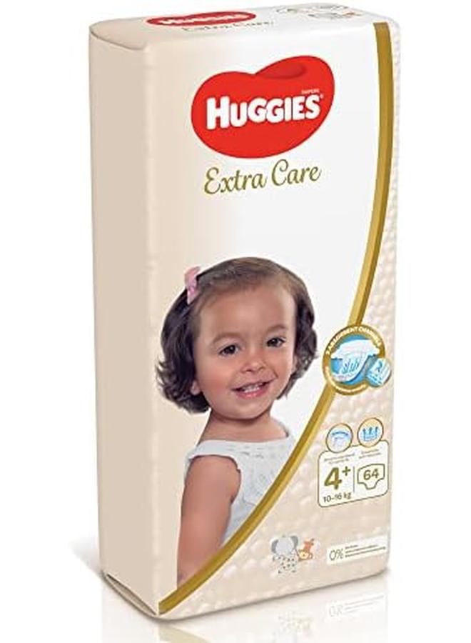 HUGGIES Extra Care Size 4 Plus 10 16 Kg Twin Jumbo Pack 128 Diapers - Image 2