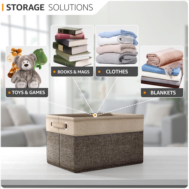 Sorbus Fabric Storage Cubes 15 Inch - Big Sturdy Collapsible Storage Bins with Dual Handles - Foldable Baskets for Organizing -Decorative Storage Baskets for Shelves | Home & Office Use -3 Pack| Brown - Image 5