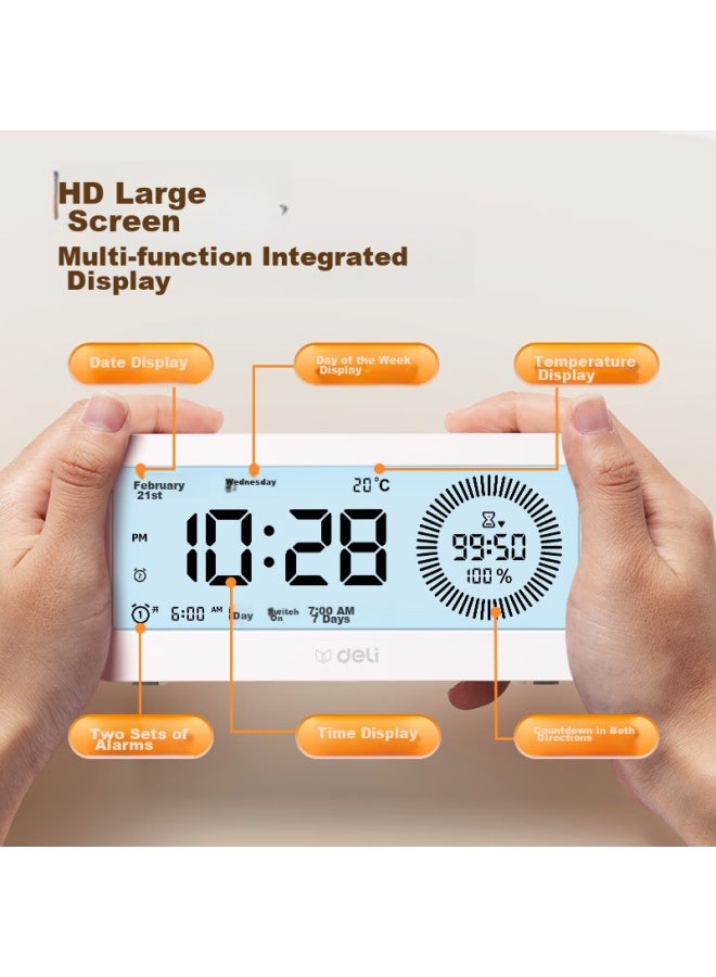 Deli Deli Visual Timer, Student-specific Alarm Clock, Wake-up Aid, White, Le107  - Image 2