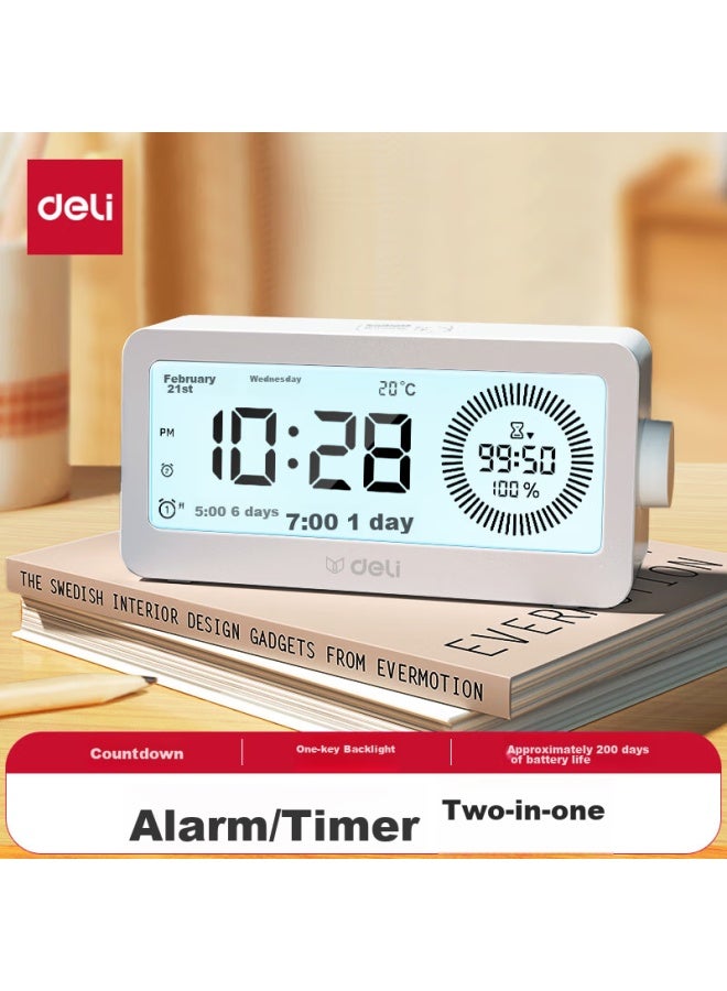 Deli Deli Visual Timer, Student-specific Alarm Clock, Wake-up Aid, White, Le107  - Image 1