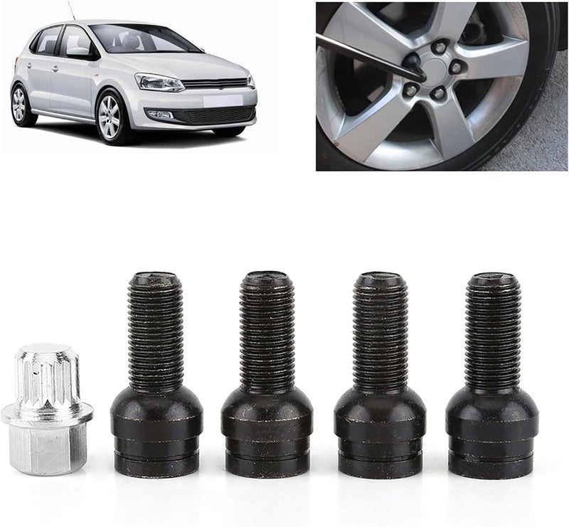 Keenso 4Pcs M14*1.5MM Black Steel Wheel & Lock Lug Nut Set - Image 3