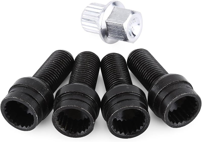 Keenso 4Pcs M14*1.5MM Black Steel Wheel & Lock Lug Nut Set - Image 1