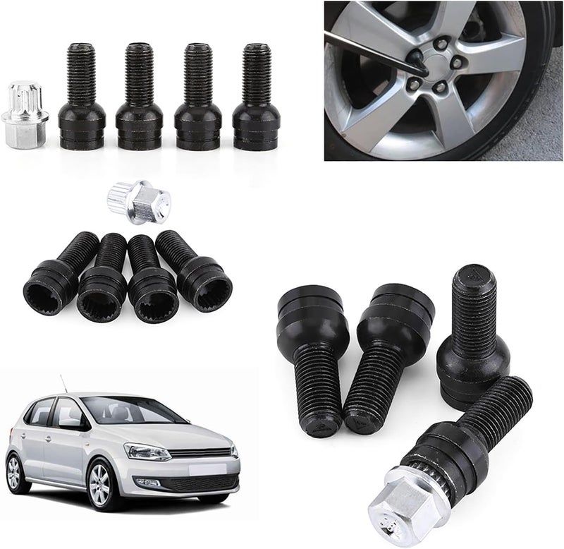 Keenso 4Pcs M14*1.5MM Black Steel Wheel & Lock Lug Nut Set - Image 4