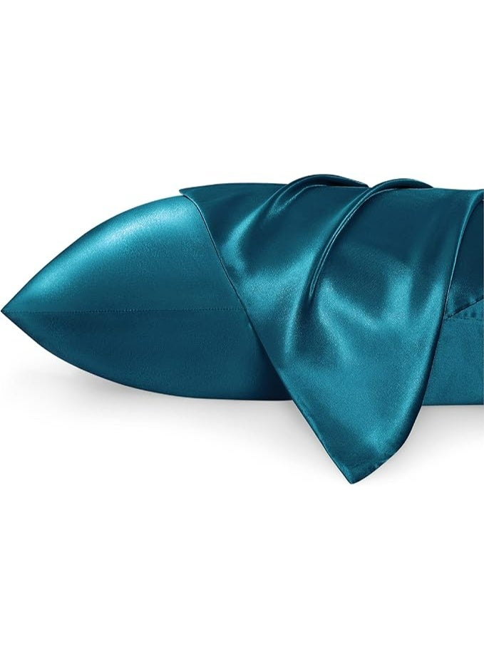 2-Pack Luxurious Mulberry Silk Pillowcases, 25 Momme Satin Weave, Hypoallergenic Solid Color Envelope Closure, Hand Wash Only, Designed for Hair and Skin,120-140gsm - Image 1