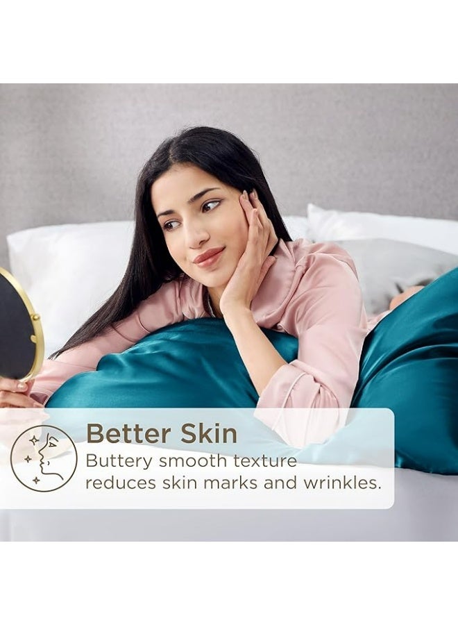 2-Pack Luxurious Mulberry Silk Pillowcases,20 Momme Satin Weave, Hypoallergenic Solid Color Envelope Closure, Machine Washable, Designed for Hair and Skin,20-25gsm - Image 3