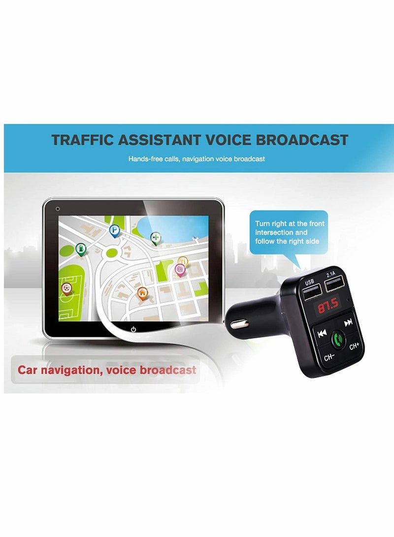 KASTWAVE Bluetooth, Car Bluetooth, Transmitterfm Transmitter Wireless Bluetooth, Compatible Handsfree Mp3 Audio Music Player, Dual USB Radio Modulator Car Kit, 2.1A Charger (Black) - Image 4