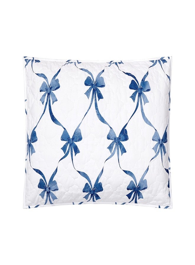 MODERN HEIRLOOM Blue and White Abigail Bow Reversible Quilt and Pillow Sham Set, Ultra Soft All Seasons Lightweight 2-Piece Quilt/Coverlet Set for Kids and Teens - Twin Size - Image 3