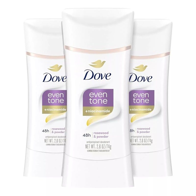 Dove Even Tone Antiperspirant Deodorant for Uneven Skin Tone Restoring Powder Sweat Block for All-Day Fresh Feeling 2.6 oz 3 Count - Image 1