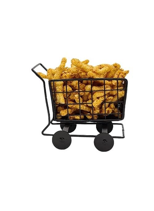 BOGEN LITE BOGEN LITE Iron Shopping Cart Shape Platter Trolley for Kitchen Dinning Table Serving PlatterBlack 2  - Image 1