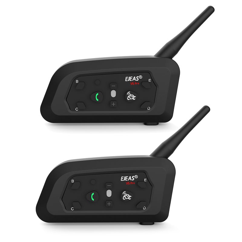 Motorcycle Helmet Intercom 2 Pcs Full Duplex 1200M Range - 6-Rider Easy Pairing Helmet Bluetooth Headset for Motorcycle Riders - Image 1