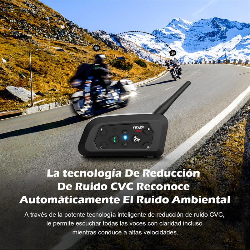 Motorcycle Helmet Intercom 2 Pcs Full Duplex 1200M Range - 6-Rider Easy Pairing Helmet Bluetooth Headset for Motorcycle Riders - Image 2