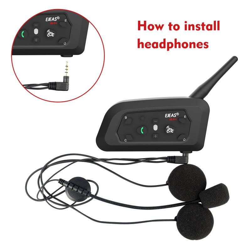 Motorcycle Helmet Intercom 2 Pcs Full Duplex 1200M Range - 6-Rider Easy Pairing Helmet Bluetooth Headset for Motorcycle Riders - Image 3