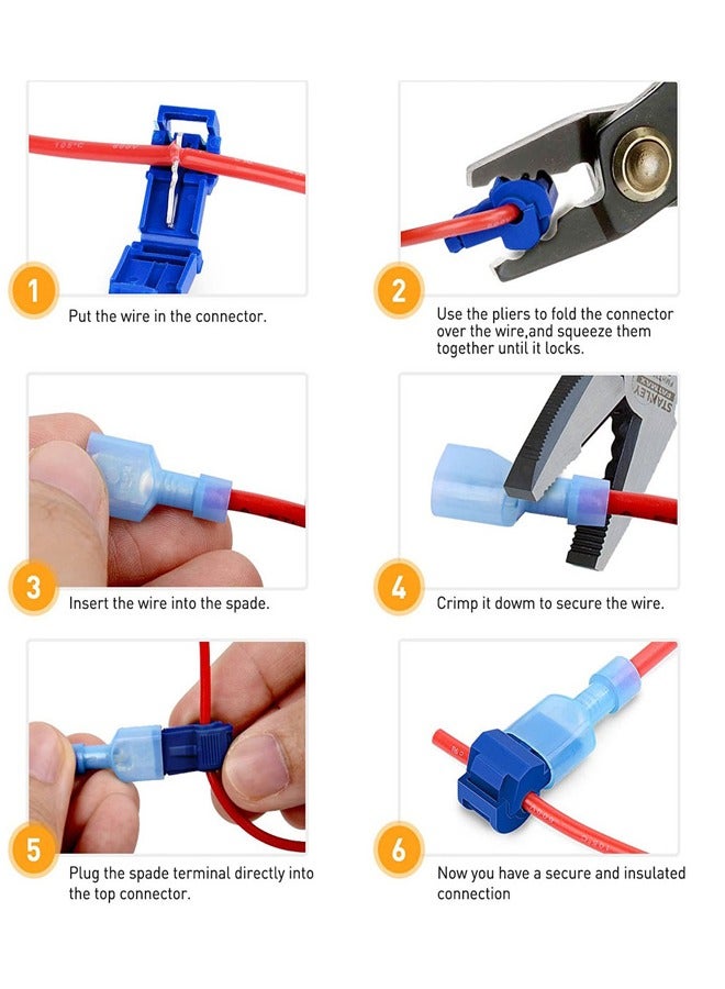 120pcs T-Tap Wire Connectors, Self-Stripping Quick Splice Electrical Wire Terminals, T Taps Self-Stripping Insulated Male Quick Disconnects Spade Terminals Kit for Wiring Automotive - Image 4