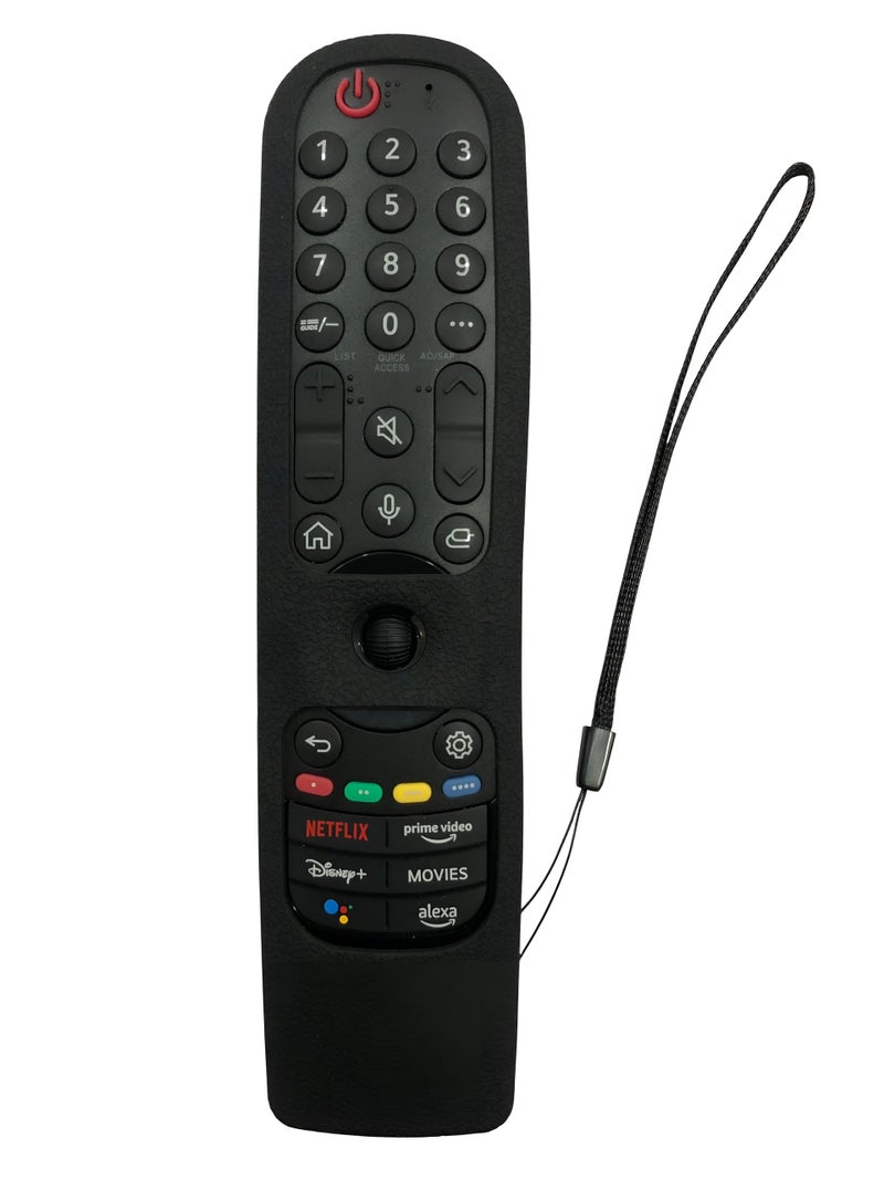Upix Silicone TV Remote Cover Case Only for LG Magic MR22GA Smart TV LCD/LED Remote, Protective Cover with Lanyard (Remote Not Included) (Black) (Please Check Images Before Ordering) - Image 2