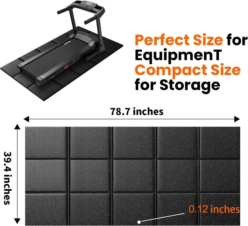 THAILE Treadmill Mat 79" x 39", for Under Treadmill, Walking Pad & Exercise Bike, Gym Equipment Floor Protector for Carpet & Hardwood Floors, Non-Slip Stripe Design, Waterproof, Noise & Shock Absorbing - Image 2