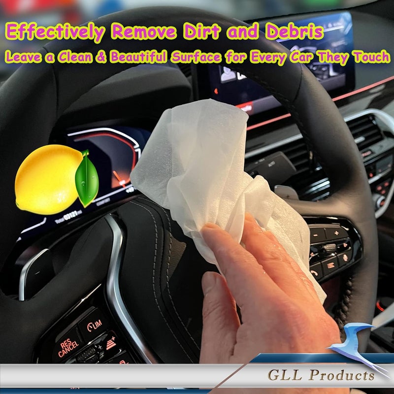 GLL Dashboard Wipes - 50-Pack Lemon Scented Pre-Moistened Cleaning Cloths for Car Interior - Image 4