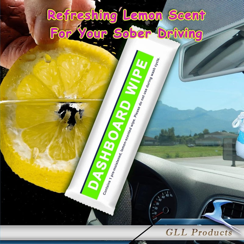 GLL Dashboard Wipes - 50-Pack Lemon Scented Pre-Moistened Cleaning Cloths for Car Interior - Image 3