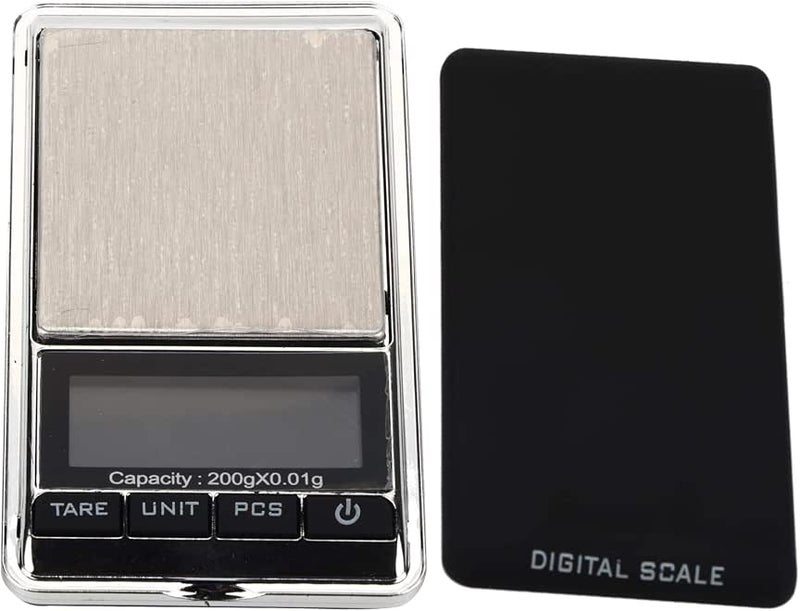 Brrnoo Precise Scale 0.01G, Digital Jewelry Scale, 200G/0.01G, LCD Display, Plastic, Mini, LED, Multiple Units, High Precision, Portable