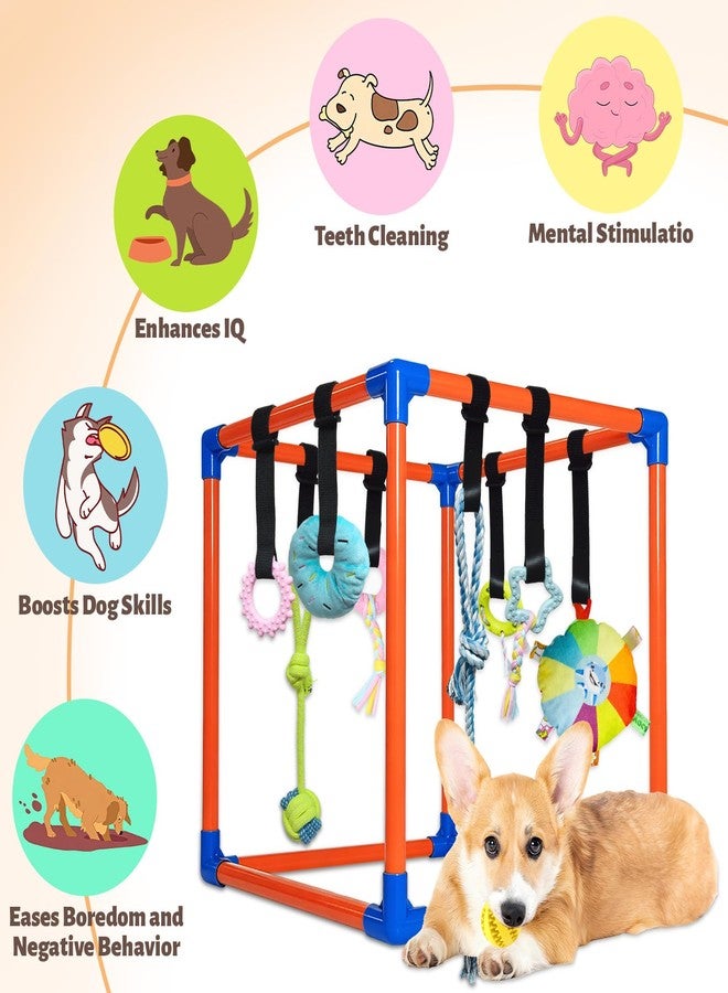 Flickzy Puppy Play Gym with 9 Hanging Toys for Small Dogs, PVC Frame with Bungee Straps, Interactive Indoor Jungle Playground for Entertainment, Teething and Mental Stimulation - Image 5