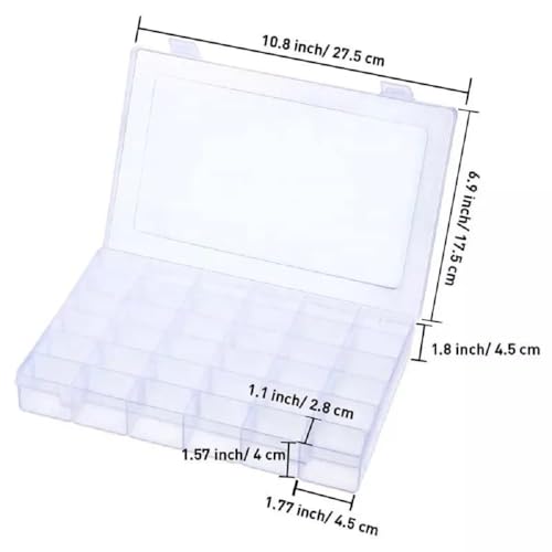 Rylan Plastic 36 Grid Cells Multicolorpurpose Jewelry Organizer Rectangular Storage Box, with Adjustable Dividers, Transparent Storage Organizer Box for Jewelry Beads Earring - Image 2
