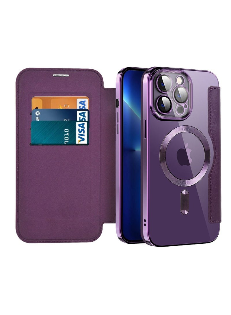 Suteni Flip Cover Leather Magnetic Card Slots Phone Case for iPhone - Image 2