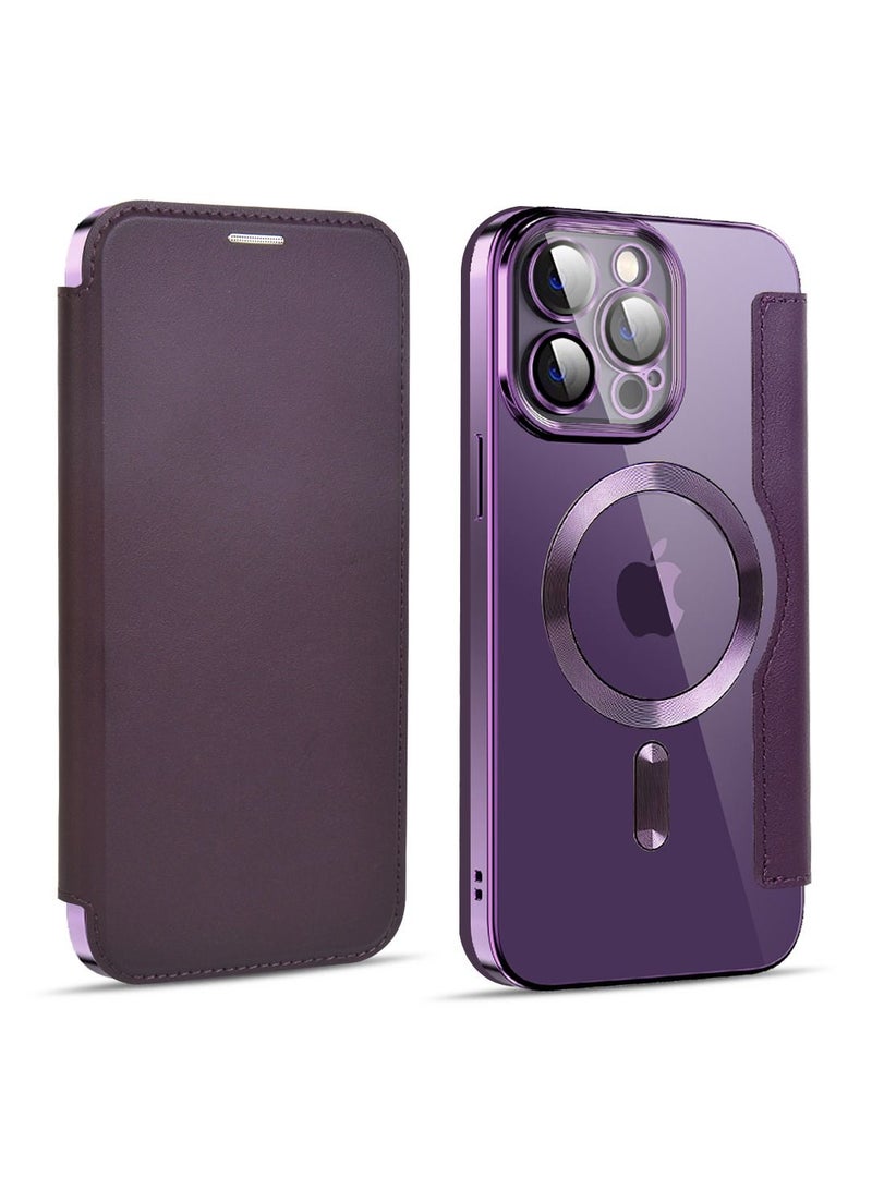 Suteni Flip Cover Leather Magnetic Card Slots Phone Case for iPhone - Image 1