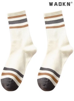 WAOKN 5 Pairs of Men Women Striped Socks, Vintage Crew Socks, Women's Loose Athletic Calf Socks, Casual Cotton Stretchy Novelty Socks, Casual Socks- Perfect for Everyday Wear  - Image 5