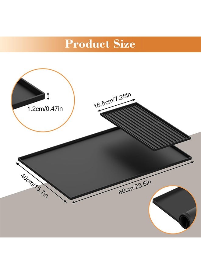 Peachjoy Silicone Coffee Mat - Coffee Bar Maker Mat for Countertop, Station Pad Accessories Fit Under Maker Espresso Machine, Dish Drying Heat Resistant Kitchen Gadgets (Black, 24" x 16")  - Image 5