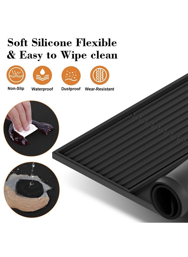Peachjoy Silicone Coffee Mat - Coffee Bar Maker Mat for Countertop, Station Pad Accessories Fit Under Maker Espresso Machine, Dish Drying Heat Resistant Kitchen Gadgets (Black, 24" x 16")  - Image 3
