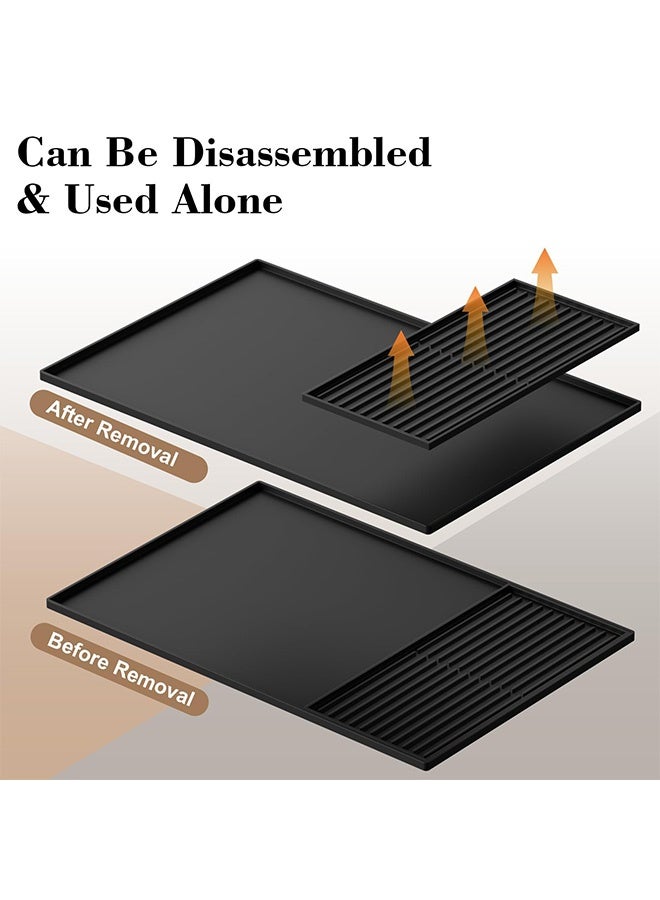 Peachjoy Silicone Coffee Mat - Coffee Bar Maker Mat for Countertop, Station Pad Accessories Fit Under Maker Espresso Machine, Dish Drying Heat Resistant Kitchen Gadgets (Black, 24" x 16")  - Image 2