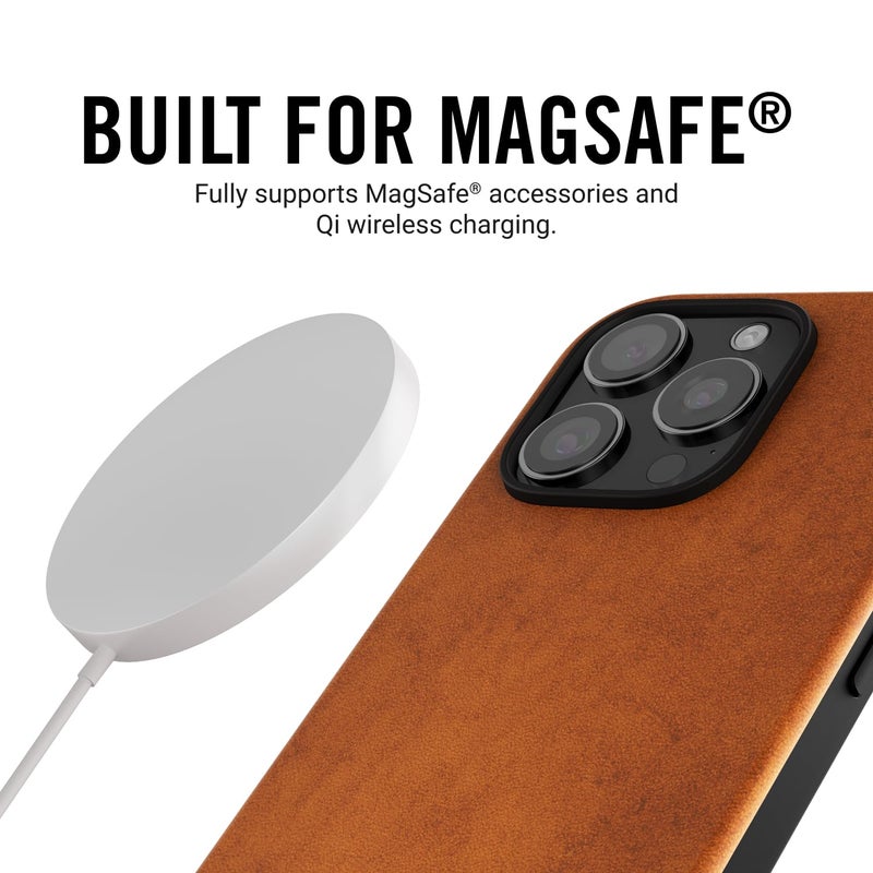 The Ridge Ridge Case Compatible with iPhone 16 PRO - Compatible with MAGSAFE & Wireless Charging, Aluminum Control Buttons, Dual-Layer Construction, TPU Bumper with Drop Protection (Tobacco Brown) - Image 3