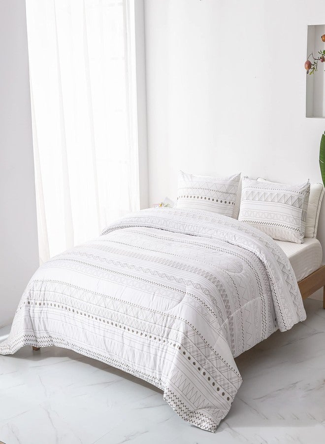 BBSET White Geometric Comforter Sets Queen, Boho Bedding Aztec Striped Arrow Pattern,Lightweight Soft Microfiber Down Alternative Comforter Bed Set - Image 4