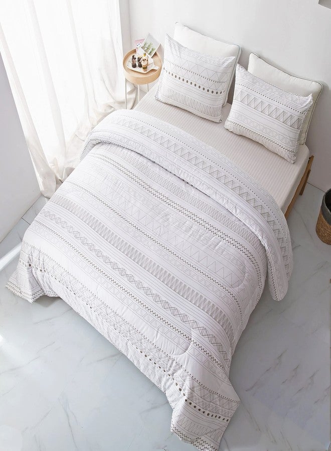 BBSET White Geometric Comforter Sets Queen, Boho Bedding Aztec Striped Arrow Pattern,Lightweight Soft Microfiber Down Alternative Comforter Bed Set - Image 3