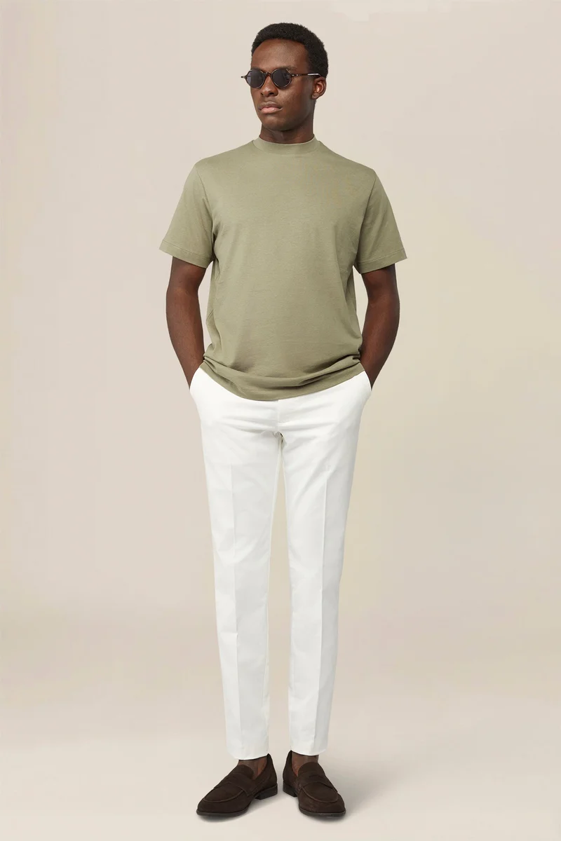 Men's classic regular fit chino trousers - Cream