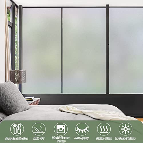 HAPPYMATES Privacy Window Film Frosted Glass Sticker for Home Office Static Anti-UV Window Paper Decorative Window Covering for Home, Office Bathroom (24 x 48 Inch, Solid Frosted) - Image 3