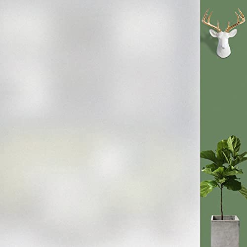 HAPPYMATES Privacy Window Film Frosted Glass Sticker for Home Office Static Anti-UV Window Paper Decorative Window Covering for Home, Office Bathroom (24 x 48 Inch, Solid Frosted) - Image 1