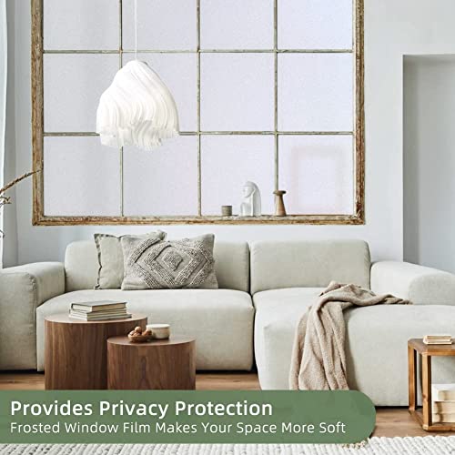HAPPYMATES Privacy Window Film Frosted Glass Sticker for Home Office Static Anti-UV Window Paper Decorative Window Covering for Home, Office Bathroom (24 x 48 Inch, Solid Frosted) - Image 2