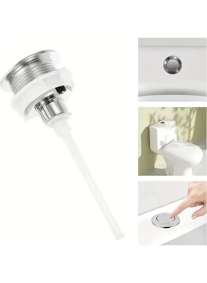 1pc 38mm Chrome Finish Single Press Toilet Flush Button Replacement Kit For Home Bathroom Tank Repair - Image 3
