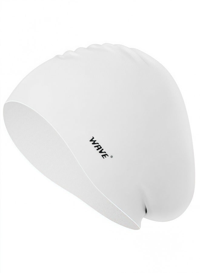 WAVE Swimming Cap - Waterproof Silicone Sport Swim Hat with Ear Protection, Extra-Large Design for Long Hair, Unisex Adult Swim Cap for Men and Women - Image 1