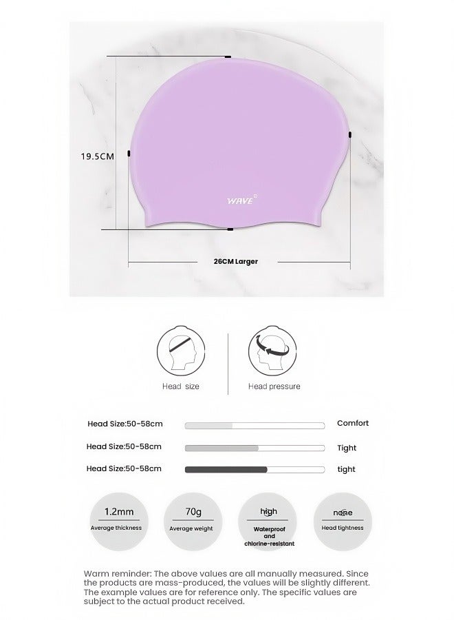 WAVE Swimming Cap - Waterproof Silicone Sport Swim Hat with Ear Protection, Extra-Large Design for Long Hair, Unisex Adult Swim Cap for Men and Women - Image 5