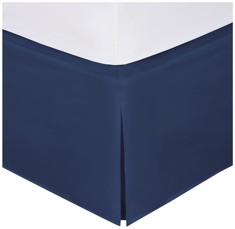 Fancy Collection Easy Care Tailored Microfiber Bed Skirt Solid New (King, Navy Blue)
