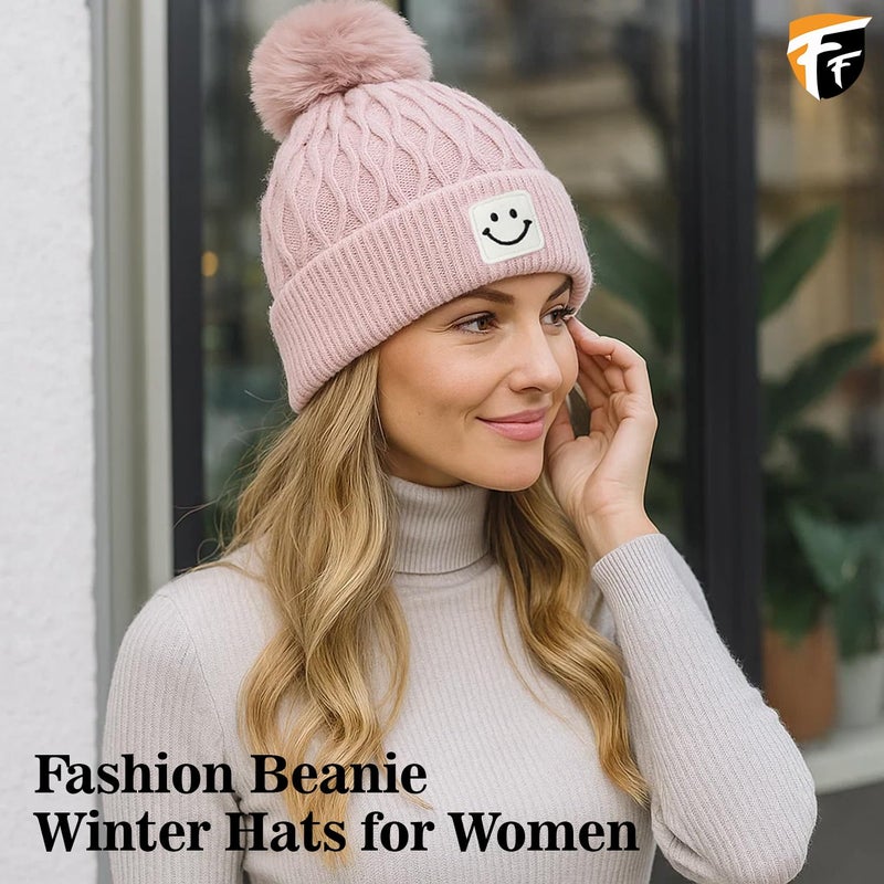 FF Premium Thermal Winter Beanie Cap for Women Warm Woollen Fleece Lined Winter Cap Soft Knitted Thermal Hat for Cold Weather Outdoor Use - Free Size - Image 5