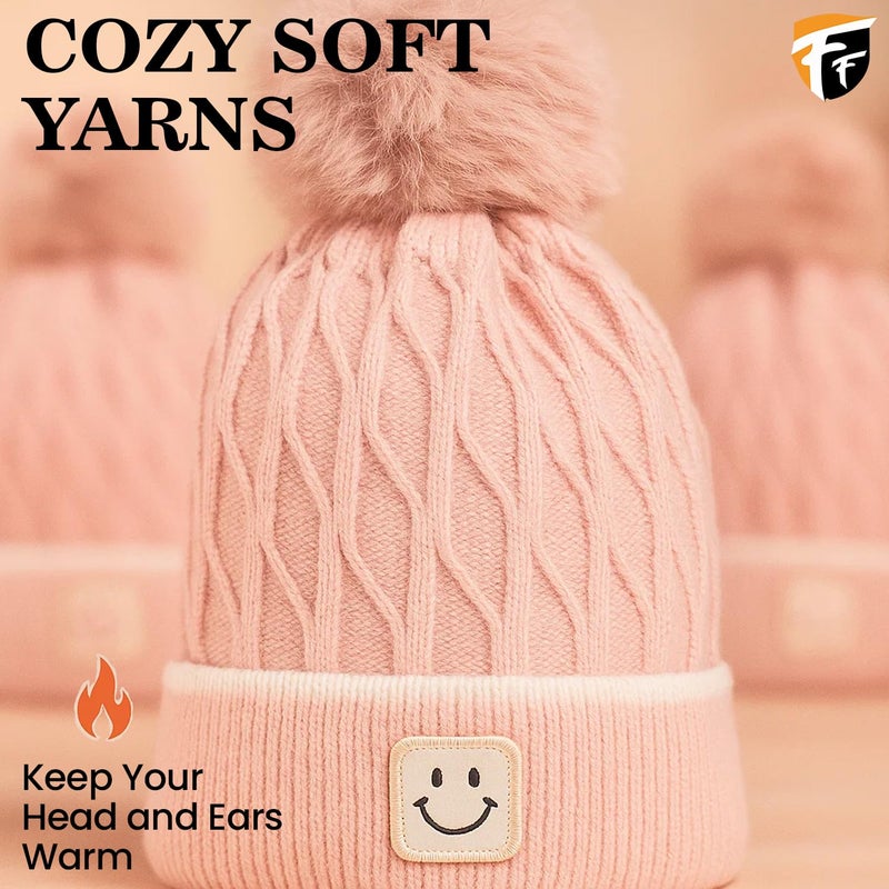 FF Premium Thermal Winter Beanie Cap for Women Warm Woollen Fleece Lined Winter Cap Soft Knitted Thermal Hat for Cold Weather Outdoor Use - Free Size - Image 4
