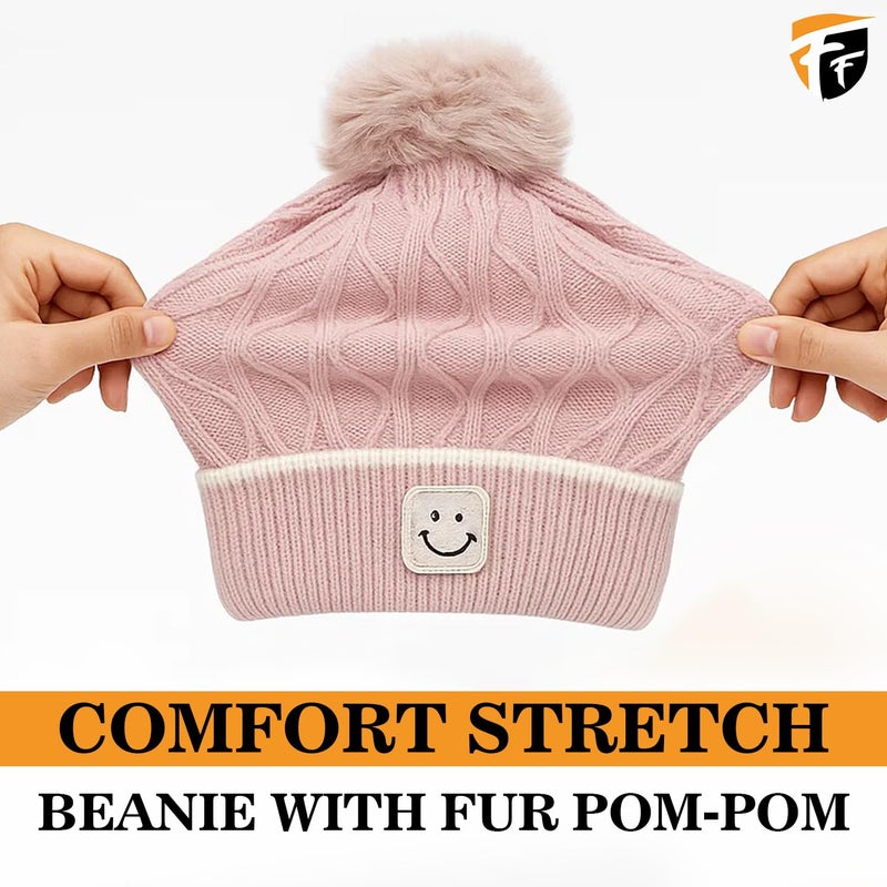 FF Premium Thermal Winter Beanie Cap for Women Warm Woollen Fleece Lined Winter Cap Soft Knitted Thermal Hat for Cold Weather Outdoor Use - Free Size - Image 3