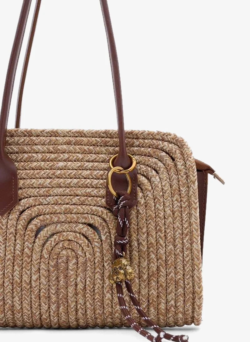 Shule Bags  Giorno Charm Straw Shoulder Bag Taba for Women | Best Price UAE