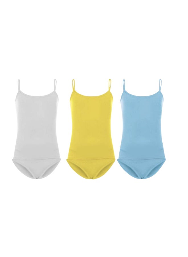 Set of 3 Girls' Cotton Underwear Sets – Solid Colors – UW 303